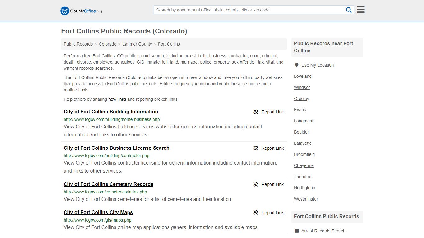 Fort Collins Public Records (Colorado) - County Office